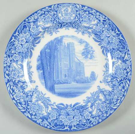Mount Holyoke College Blue Dinner Plate