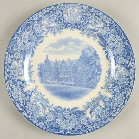 Mount Holyoke College Blue Dinner Plate