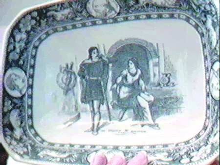 Ivanhoe (Blue Transgerware) 9" Oval Vegetable Bowl