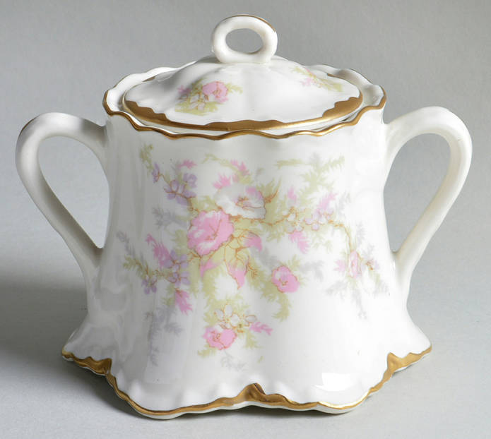 Apple Blossom (Gold Trim & Daubs) Sugar Bowl & Lid