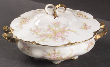 Apple Blossom (Gold Trim & Daubs) Round Covered Vegetable