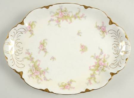 Apple Blossom (Gold Trim & Daubs) 11" Oval Serving Platter