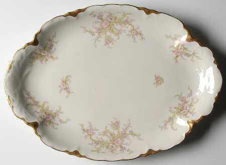 Apple Blossom (Gold Trim & Daubs) 15" Oval Serving Platter