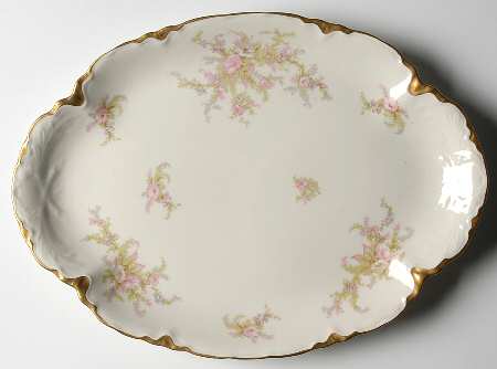 Apple Blossom (Gold Trim & Daubs) 13" Oval Serving Platter