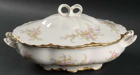 Apple Blossom (Gold Trim & Daubs) Oval Covered Vegetable