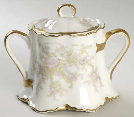Apple Blossom (Gold Trim & Daubs) Sugar Bowl & Lid