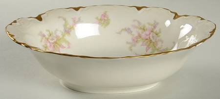 Apple Blossom (Gold Trim & Daubs) 9" Oval Vegetable Bowl