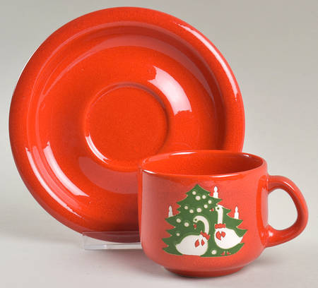 Christmas Geese Footed Cup & Saucer Set