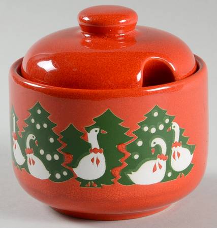 Christmas Geese Sugar Bowl & Lid