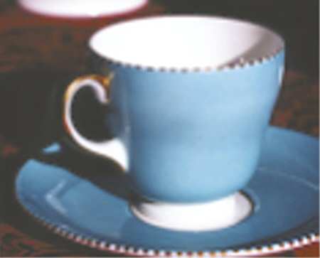 April  Turquoise Footed Cup & Saucer Set