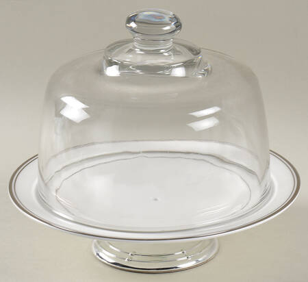 Kilbarry Platinum 6 1/2"-7 1/2" Footed Cheese Plate w/ Glass Dome HC