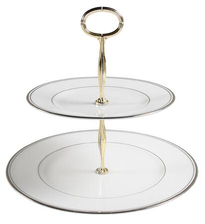 Kilbarry Platinum 6 5/8"-10"  2 Tiered Serving Tray (Dp, Sp) HC