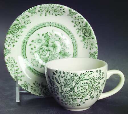 Kew Green Flat Demitasse Cup & Saucer Set