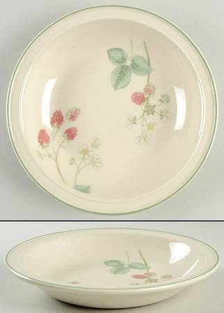 Raspberry Cane (Trim On Edge) Large Rim Soup Bowl