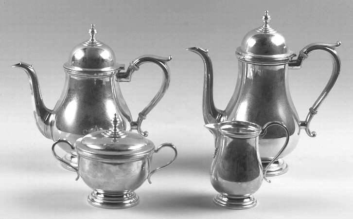 Exemplar (Sterling, S3, Hollowware) 4 Piece Tea Set (SCP, STP, SCR, SSU)