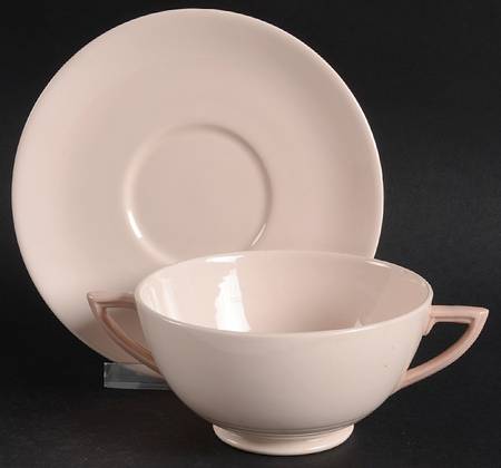 Blush Rose Footed Cream Soup Bowl & Saucer Set