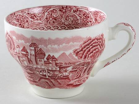 River Scene Red Flat Cup
