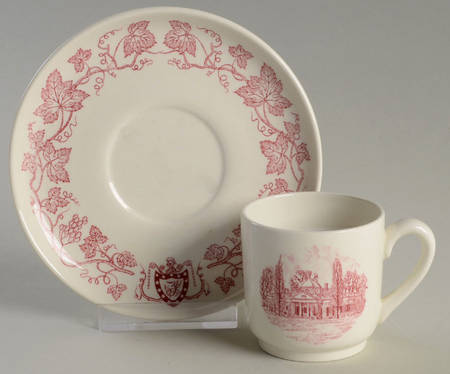 Monticello Pink (Grapevine Rim) Footed Demitasse Cup & Saucer Set by Wedgwood
