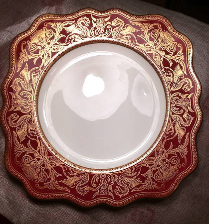Florentine Ruby Red (No Center Design) Square Luncheon Plate