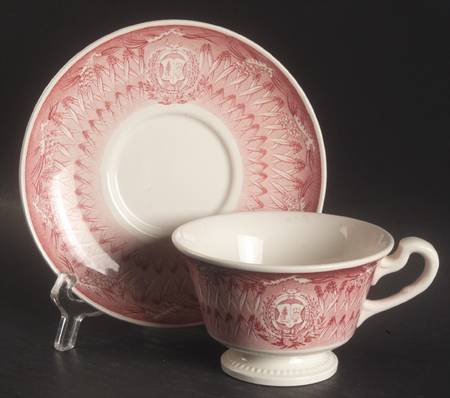 Bates College Pink Footed Cup & Saucer Set