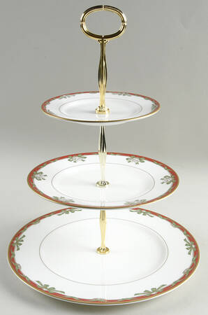 Holiday Ribbons 13 7/8"-14 1/4" 3-Tiered Serving Tray(DP,SP,BB) HC