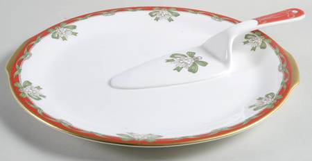 Holiday Ribbons Cake Plate & Server w/No Box