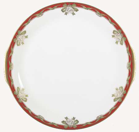 Holiday Ribbons Handled Cake Plate