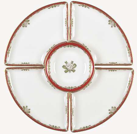 Holiday Ribbons 5 Piece Lazy Susan (4 side sections & 1 center)