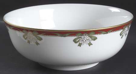 Holiday Ribbons 9" Salad Serving Bowl