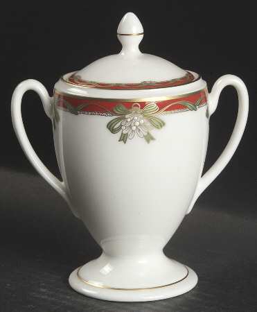 Holiday Ribbons Sugar Bowl & Lid