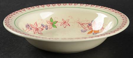 Doris (Red Border, Smooth Rim) Fruit/Dessert (Sauce) Bowl