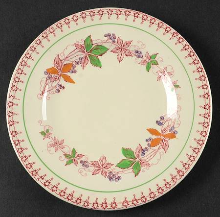 Doris (Red Border, Smooth Rim) Bread & Butter Plate