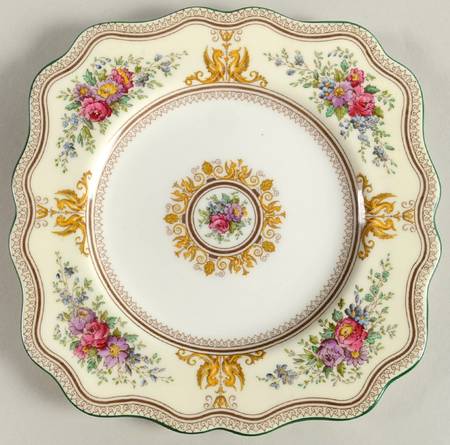Columbia White (Ivory Rim, Yellow Griffons Square Salad Plate