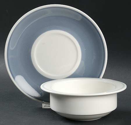 Glen Mist (Wedgwood & Susie Cooper Stamp) Flat Cream Soup Bowl & Saucer Set by Wedgwood
