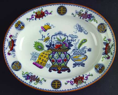 Basket Blue Multicolor 10" Oval Serving Platter