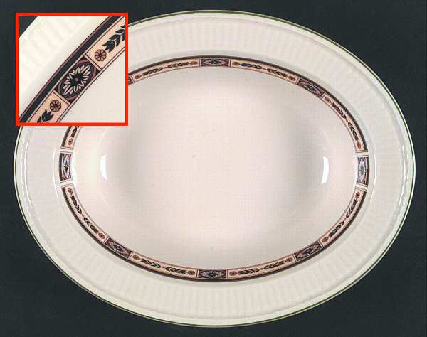 Carlton (Green Trim) 10" Oval Vegetable Bowl