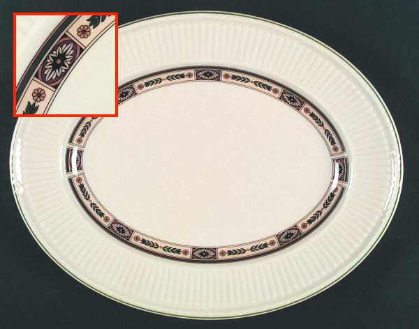 Carlton (Green Trim) 11" Oval Serving Platter