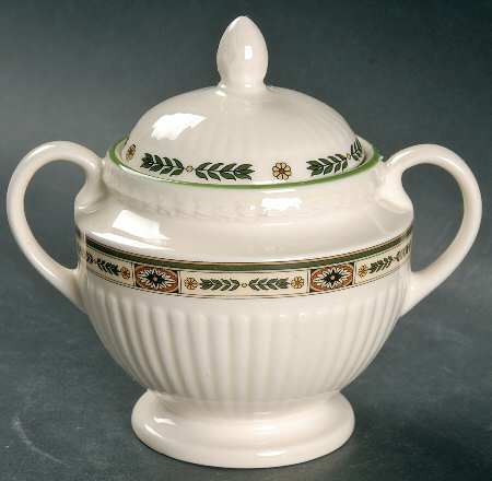 Carlton (Green Trim) Sugar Bowl & Lid