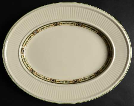 Carlton (Green Trim) 13" Oval Serving Platter