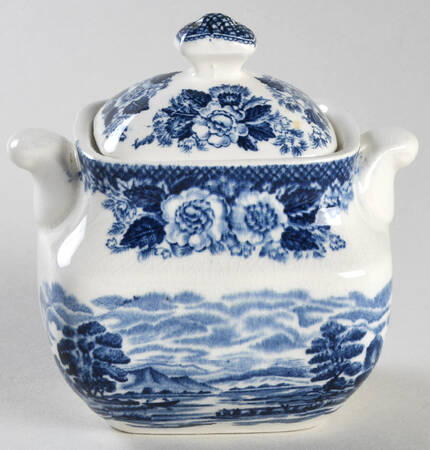 Lochs of Scotland Blue Sugar Bowl & Lid
