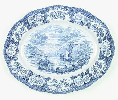 Lochs of Scotland Blue 14" Oval Serving Platter