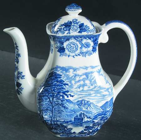 Lochs of Scotland Blue Coffee Pot & Lid