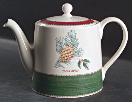 Sarah's Garden Christmas Green Teapot & Lid