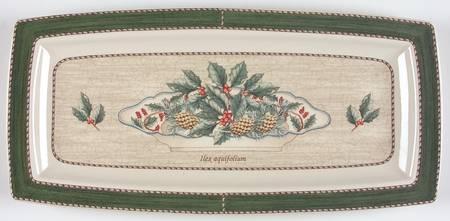 Sarah's Garden Christmas Green Rectangular Dish