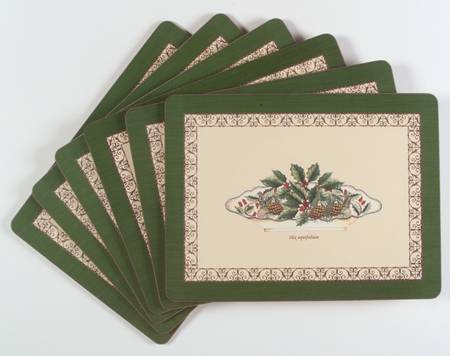 Sarah's Garden Christmas Green Placemat Set (Set of 6)
