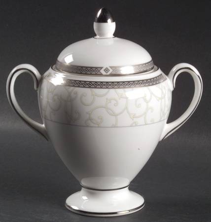 Celestial Platinum Globe Shape Sugar Bowl & Lid