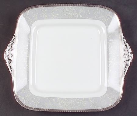 Celestial Platinum Square Handled Cake Plate