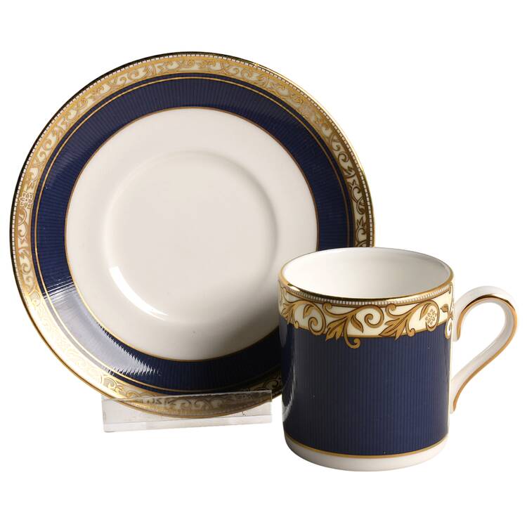 Rococo Bond Shape Demitasse Cup and Saucer Set