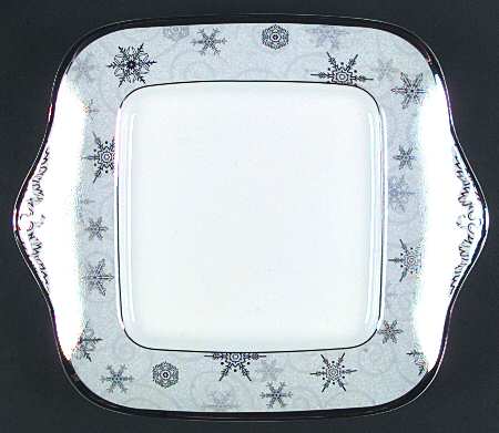 Sterling Holidays Gray Square Handled Cake Plate
