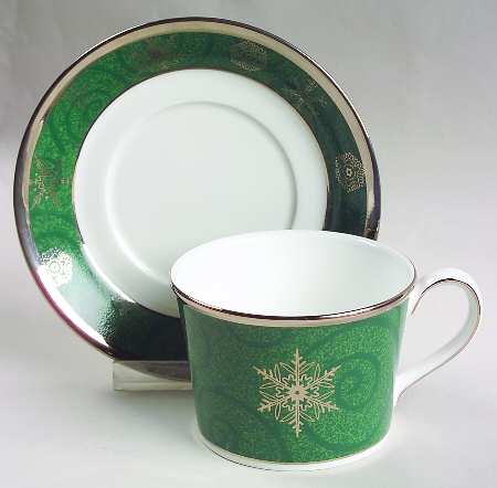 Sterling Holidays Green Flat Cup & Saucer Set